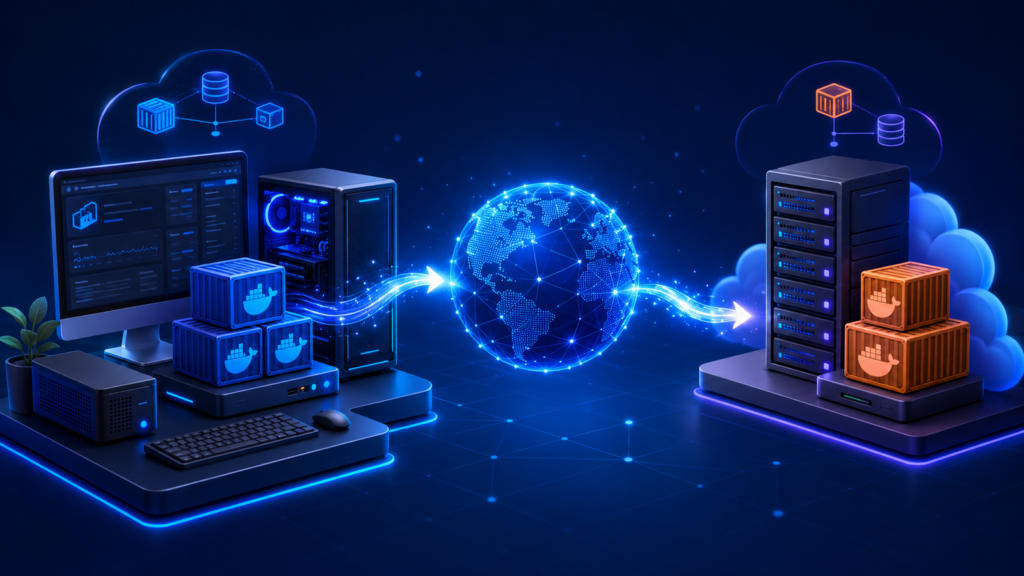 Architecture de mon Homelab entre un poste Fedora local, Internet et un VPS Ubuntu